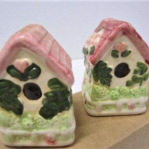 Vintage Ceramic Birdhouse Salt and Pepper Shakers